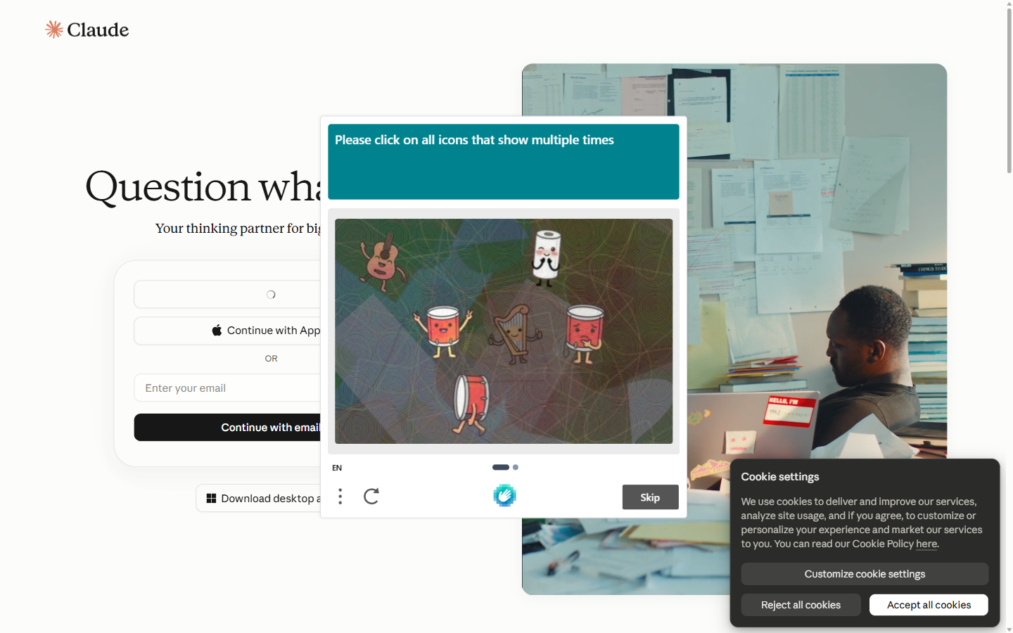 Claude sign-in page at claude.ai