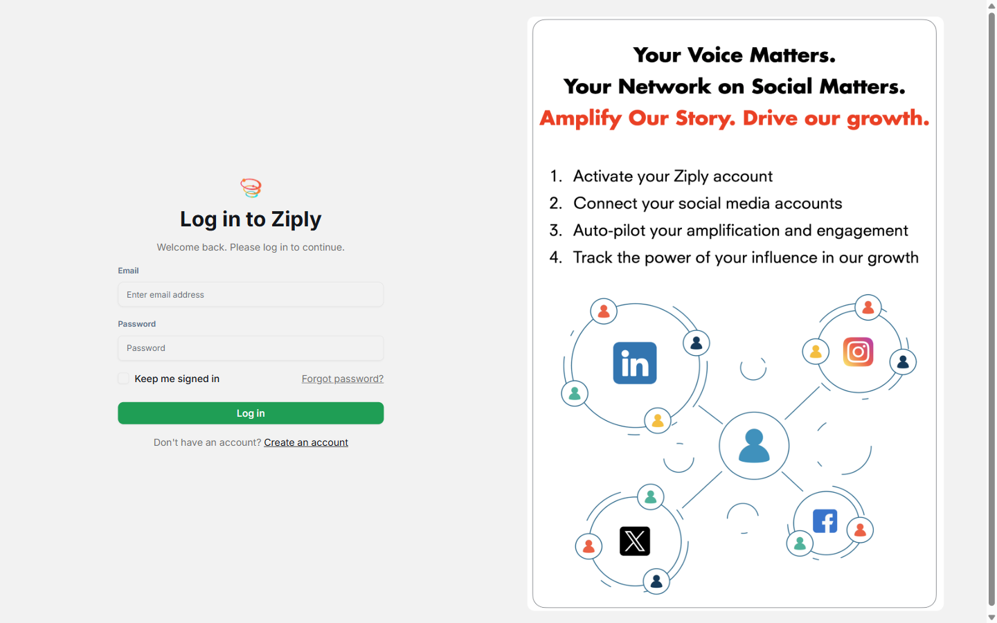 Ziply login page opened from Claude at app.ziply.ai